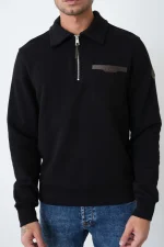 Moncler 'Leather Detail' Half-Zip Sweater - Afbeelding 4