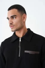 Moncler 'Leather Detail' Half-Zip Sweater - Afbeelding 6