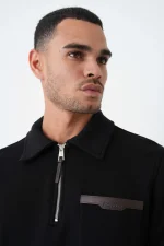 Moncler 'Leather Detail' Half-Zip Sweater - Afbeelding 7
