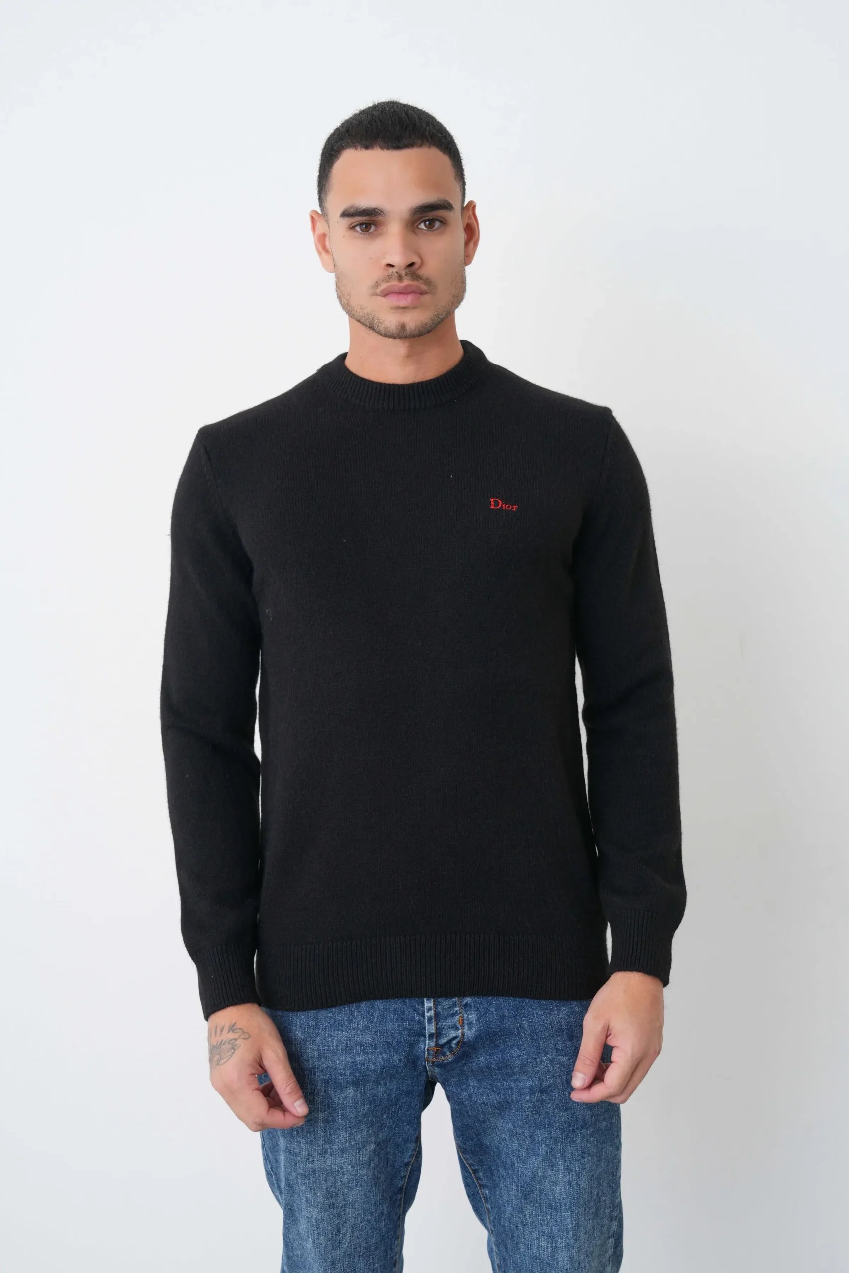 studio202606-7379 Christian Dior Logo Embroidered Crewneck Trui - Afbeelding 1