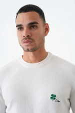 Christian Dior Cashmere 'Clover' Embroidered Crewneck Trui - Afbeelding 6