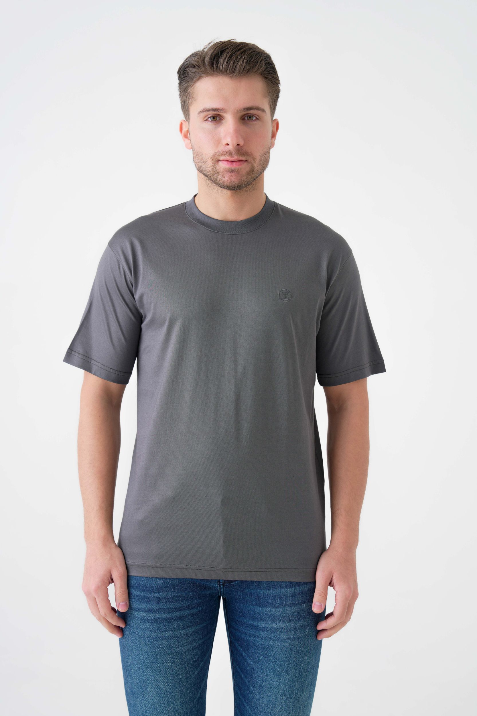studio202534444 Louis Vuitton Monogram Logo Embroidered T-Shirt - Afbeelding 1