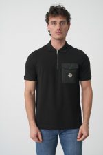 Moncler Logo Patch Zip-Up Polo Shirt